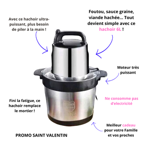 Hachez, mixez, gagnez du temps : Le hachoir électrique indispensable |6 LITRES ET 3 LITRES