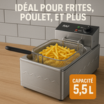 Charger l'image dans la galerie, Friteuse Professionnelle  5.5L Le Secret des Frites Parfaites, du Poulet Croustillant et des Plats Rapides Sans Stress.
