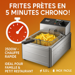 Charger l'image dans la galerie, Friteuse Professionnelle  5.5L Le Secret des Frites Parfaites, du Poulet Croustillant et des Plats Rapides Sans Stress.

