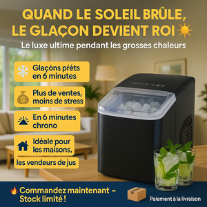 Machine à Glaçons Électrique – Des glaçons prêts en 6 minutes, sans congélateur, sans stress !