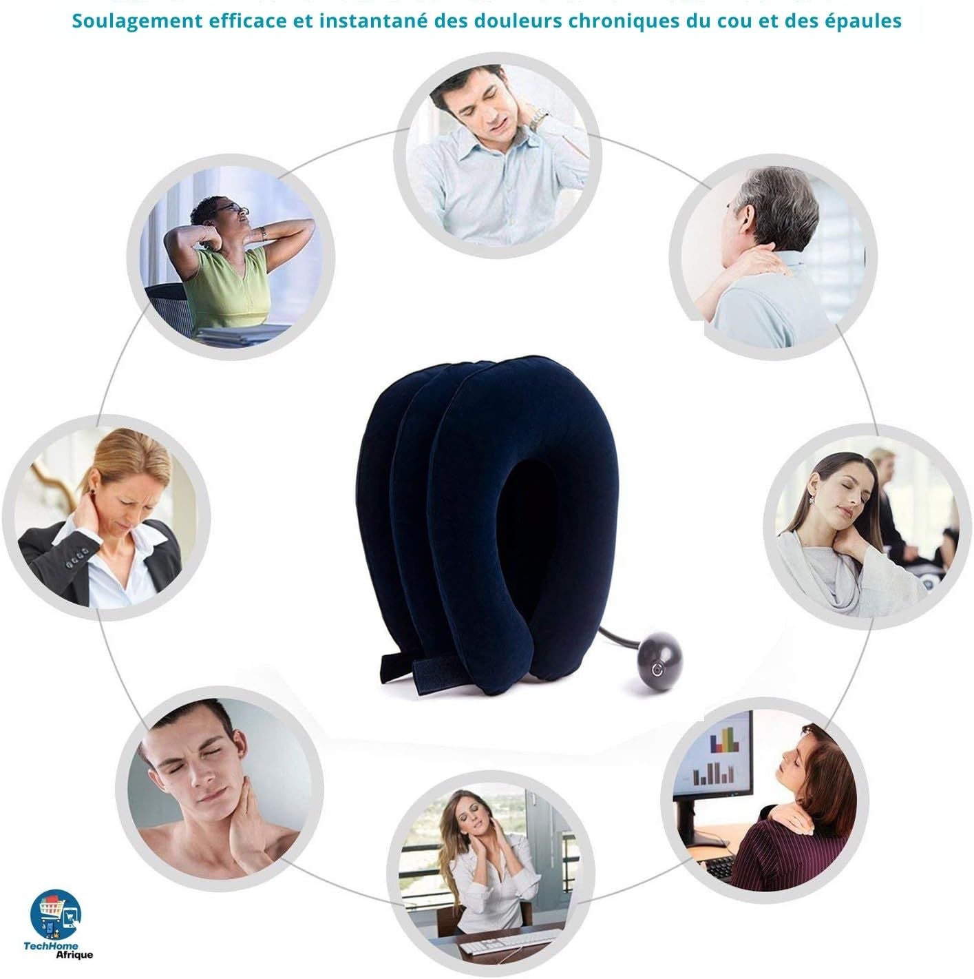 Collier cervical gonflable + traction